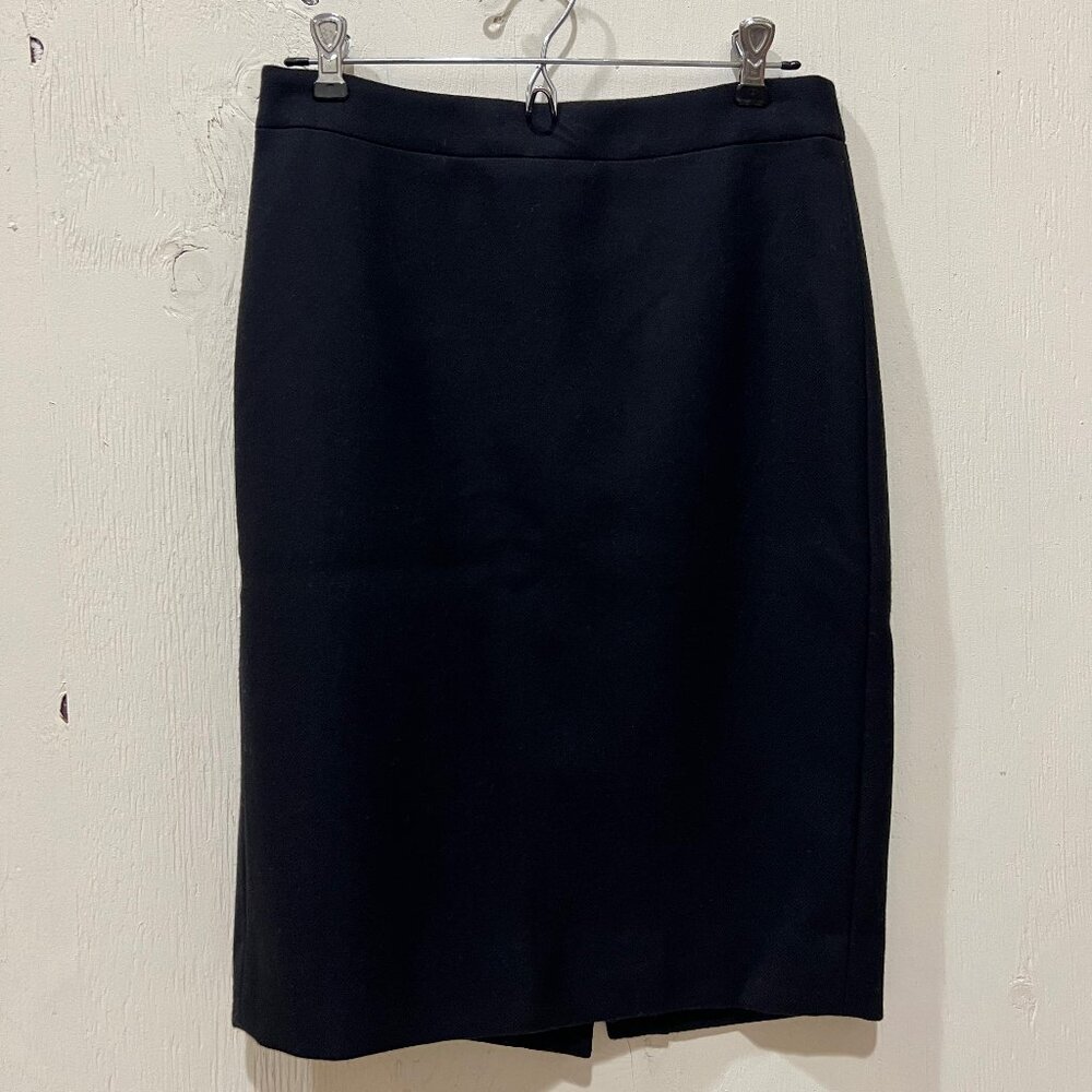 J. Crew No. 2 Pencil Skirt in Black 100% Wool Twill Size 2